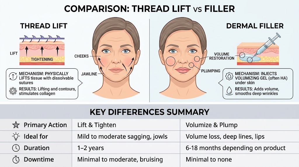 thread lift vs fillers